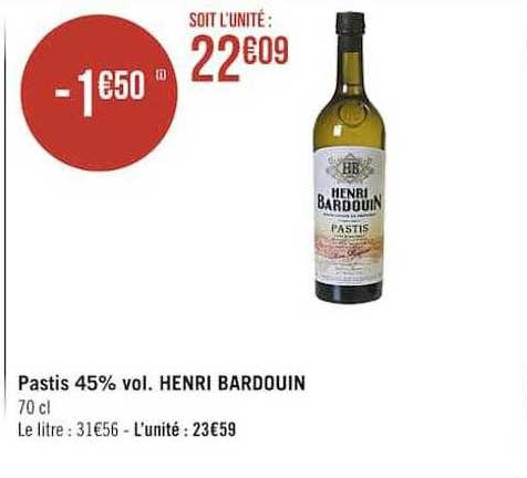 pastis 45% vol. henri bardouin