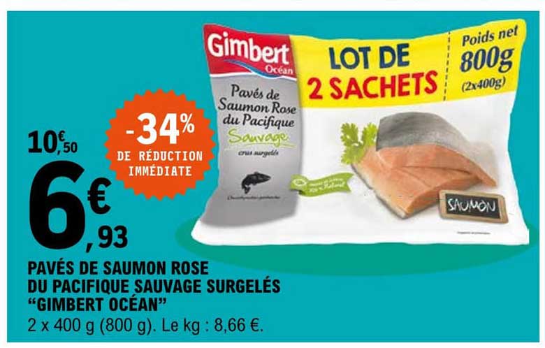 pavés de saumon rose du pacifique sauvage surgelés "gimbert océan"