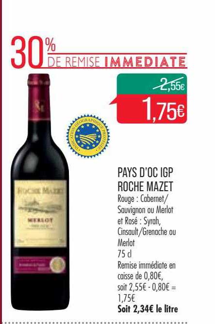 pays d'oc igp roche mazet 30% de remise immediate