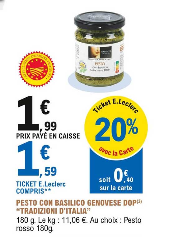 pesto con basilico genovèse dop "tradizioni d'italia"