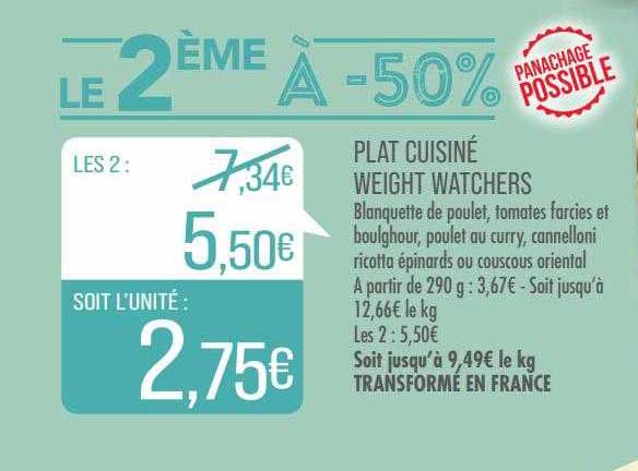 plat cuisiné weight watchers le 2ème à -50%
