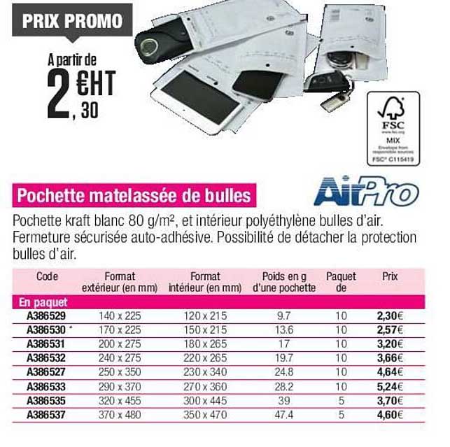 pochette matelassée de bulles airpro