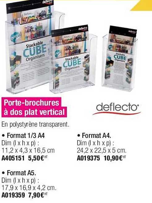 porte-brochures à dos plat vertical deflecto