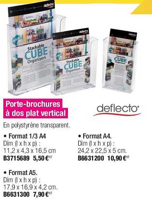 porte-brochures à dos plat vertical deflecto