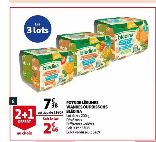 pots de légumes ou poissons blédina