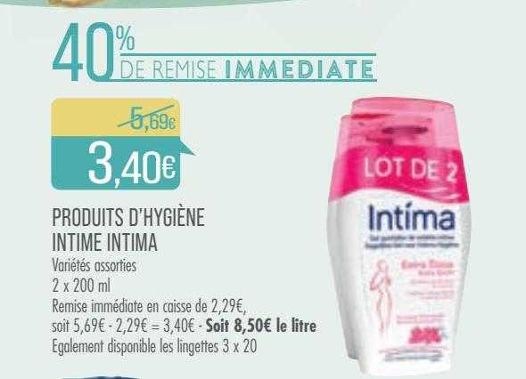 produits d'hygiène intime intima 40% de remise immediate
