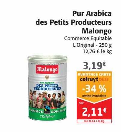 pur arabica des petits producteurs malongo