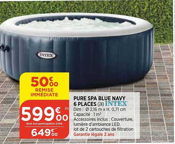 pure spa blue navy 6 places intex
