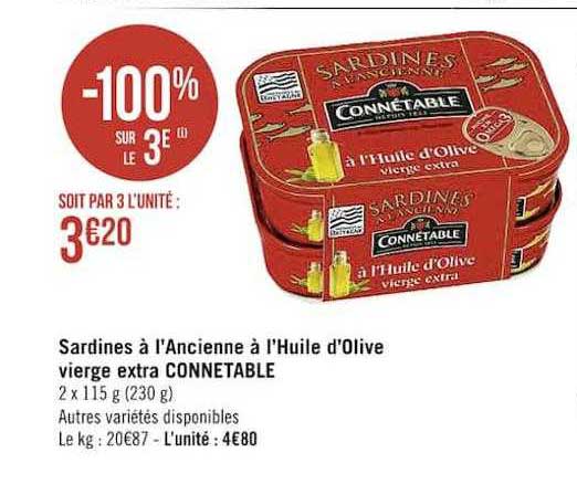 Sardines à L'ancienne à L'huile D'olive Vierge Extra Connétable