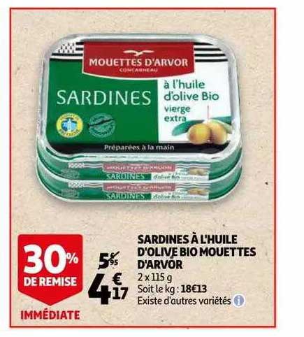 sardines à l'huile d'olive bio mouettes d'arvor