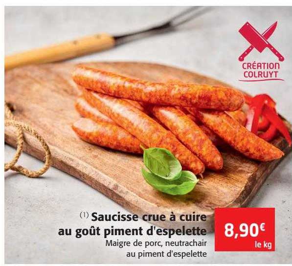 saucisse crue à cuire au goût piment d'espelette