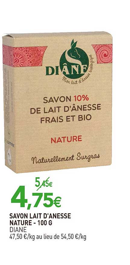 savon lait d'anesse nature diane - 100 g