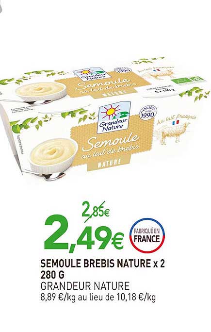 semoule brebis nature x2 grandeur nature - x2 280 g