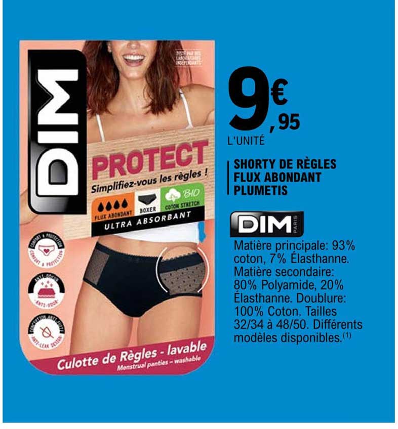 shorty de règles flux abondant plumetis dim