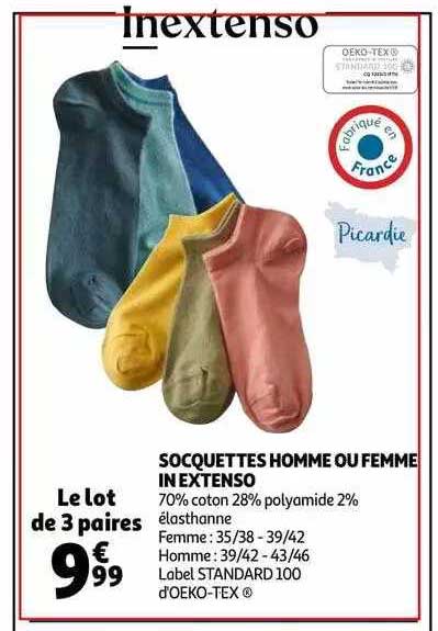 socquettes homme ou femme in extenso
