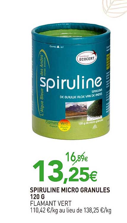 spiruline micro granules 120 g flamant vert