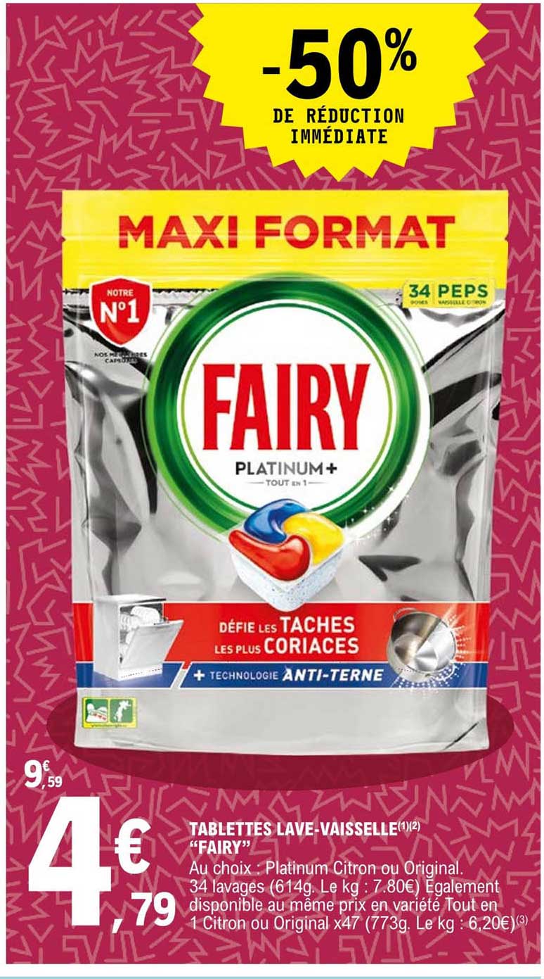 tablettes lave-vaisselle "fairy"