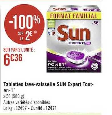 tablettes lave-vaisselle sun expert tout-en-1