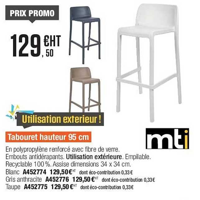 tabouret hauteur 95 cm mti