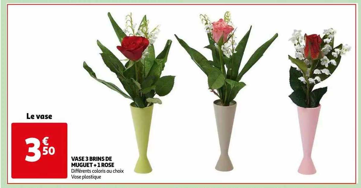 vase 3 brins de muguet + 1 rose