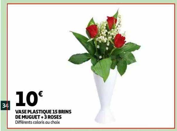 vase plastique 15 brins de muguet + 3 roses