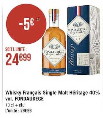 whisky français single malt héritage 40% vol. fondaudège