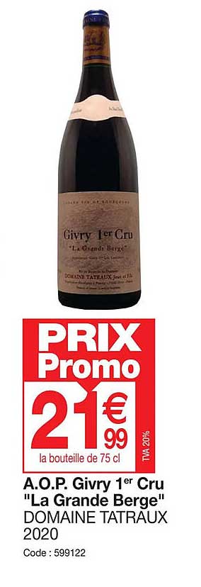 a.o.p. givry 1er cru "la grande berge" domaine tatraux 2020