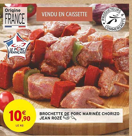 brochette de porc marinée chorizo jean rozé