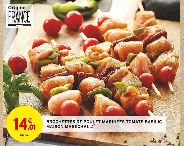 brochettes de poulet marinées tomate basilic maison maréchal