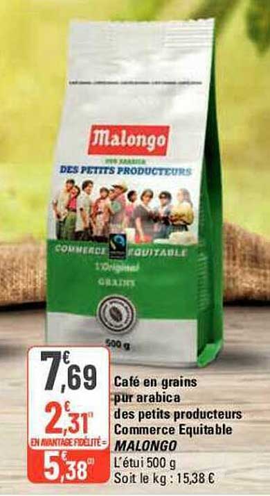 café en grains pur arabica des petits producteurs commerce équitable malongo