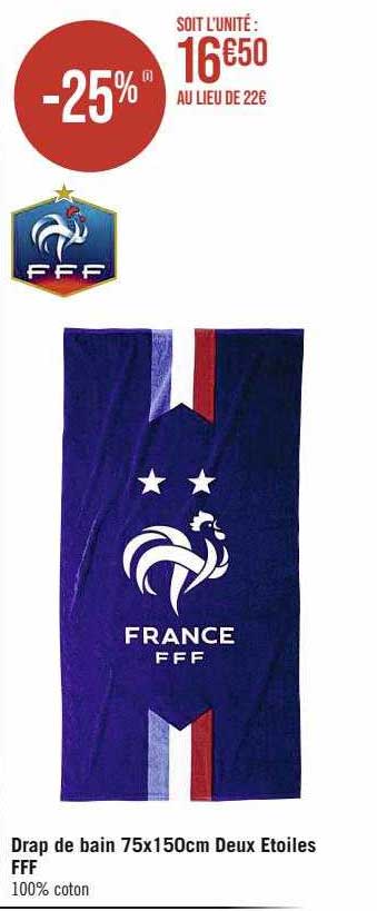 dra de bain 75 x 150 cm deux étoiles fff