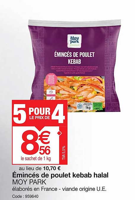 émincés De Poulet Kebab Halal Moy Park