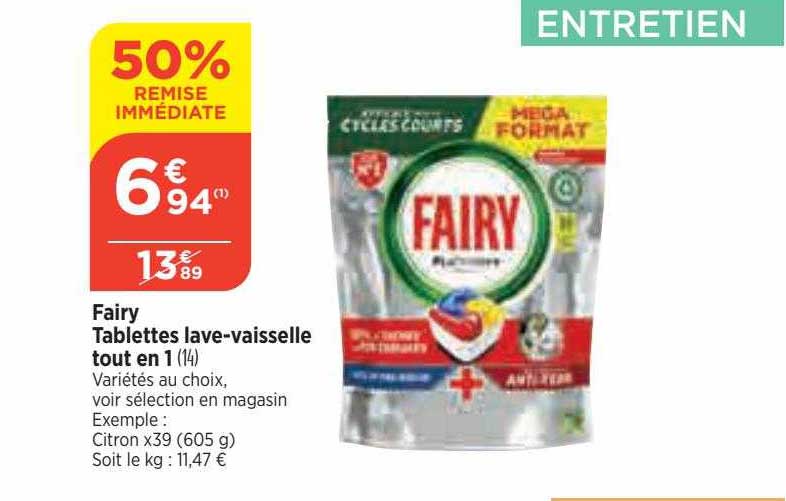 fairy tablettes lave-vaisselle tout en 1