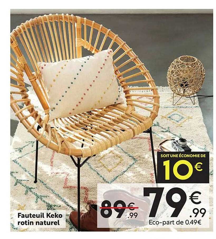 Fauteuil Keko Rotin Naturel