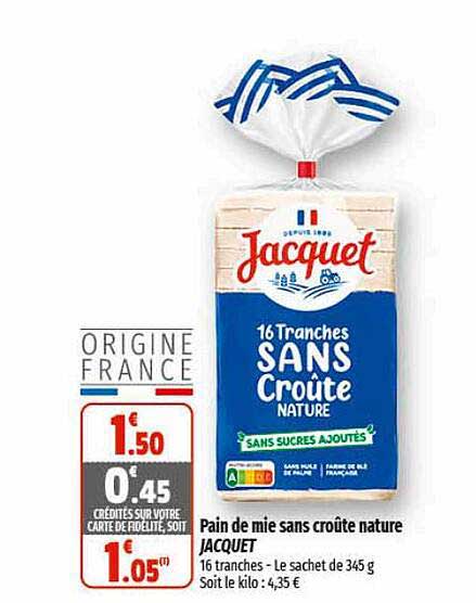 Pain De Mie Sans Croûte Nature Jacquet
