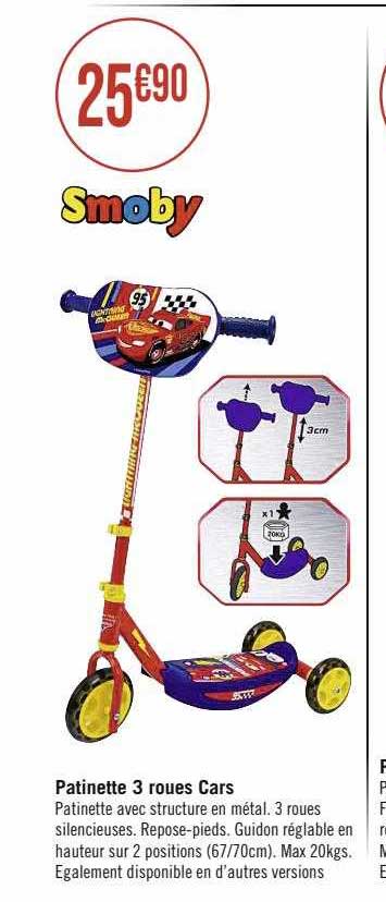 Patinette 3 Roues Cars Smoby