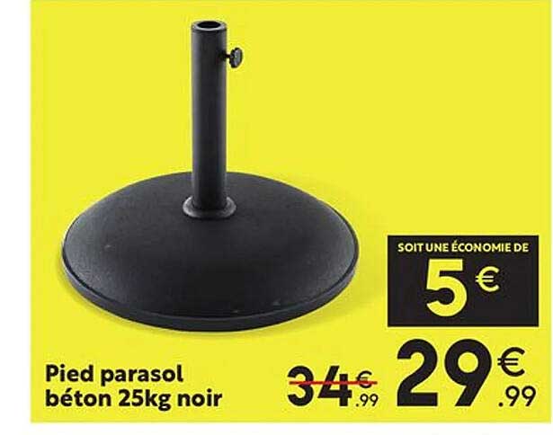 Pied Parasol Béton 25 Kg Noir