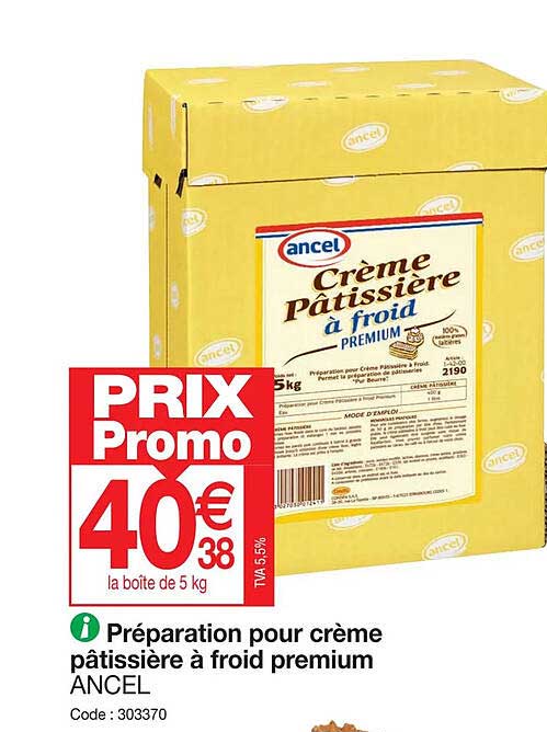 préparation pour crème pâtissière à froid premium ancel