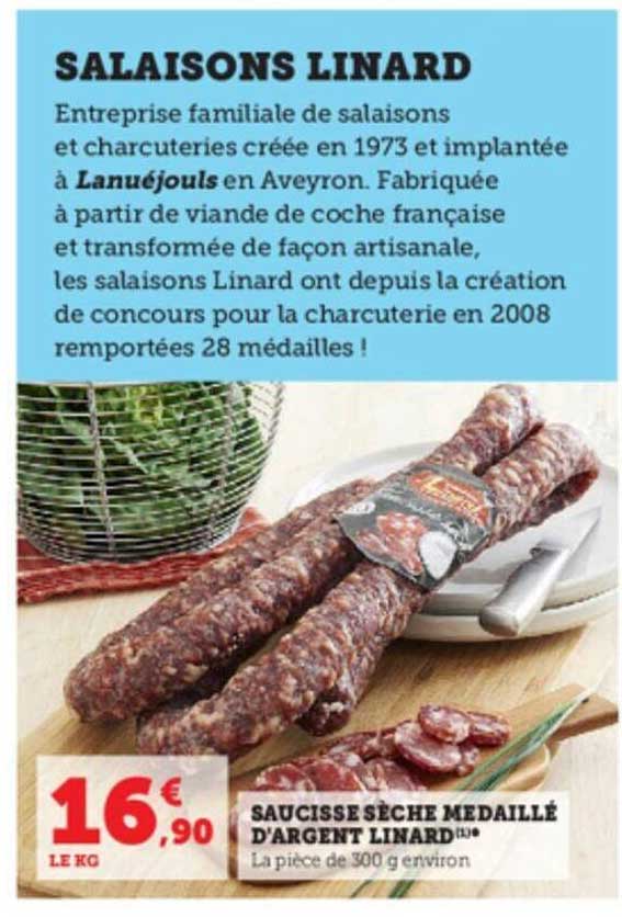 saucisse sèche médaillé d'argent linard