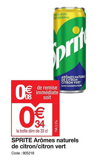 sprite arômes naturels de citron-citron vert