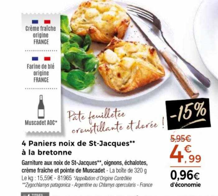 4 paniers noix de st-jacques à la bretonne