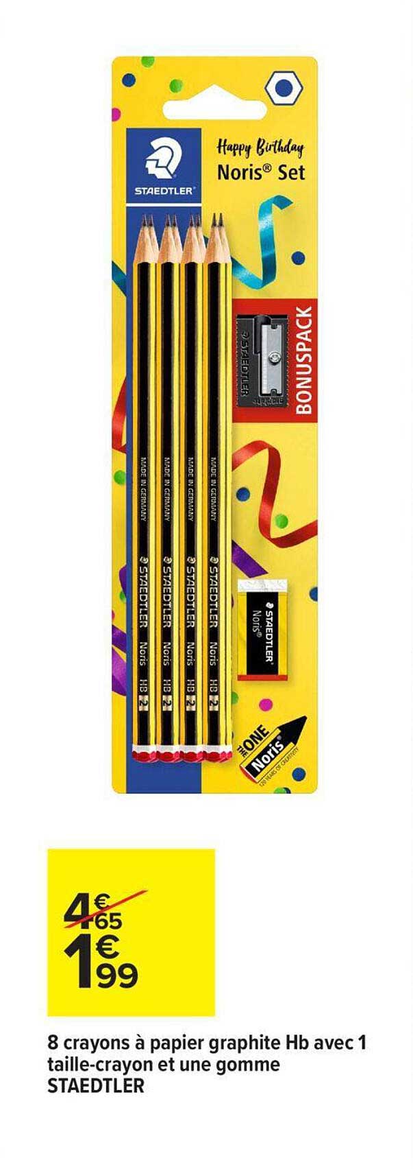 8 crayons à papier graphite hb avec 1 taille-crayon et une gomme staedtler