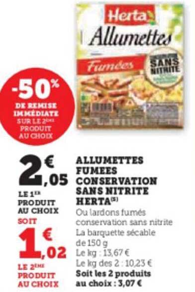 Allumettes Fumées Conservation Sans Nitrite Herta