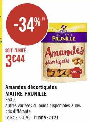 amandes décortiquées maître prunille