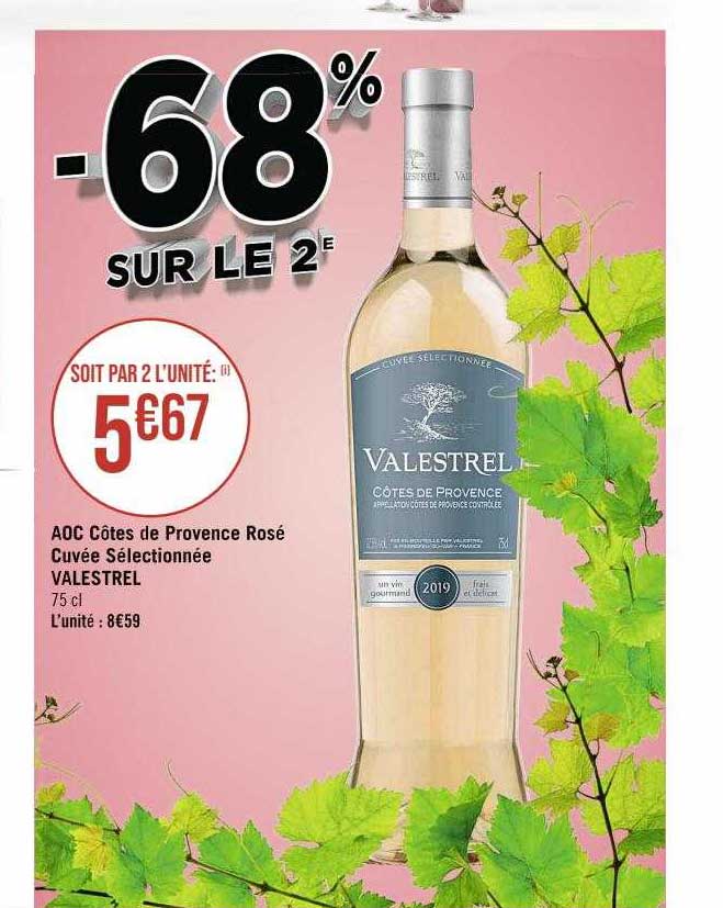aoc côtes de provence rosé cuvée sélectionnée valestrel
