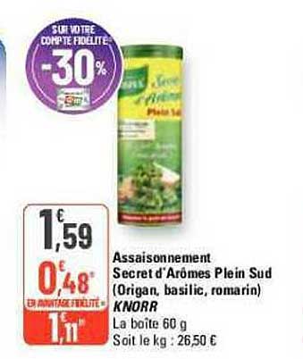 assaisonnement secret d'arômes plein sud (origan, basilic, romarin) knorr