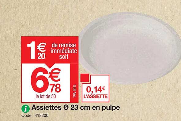 assiettes ø23 cm en pulpe
