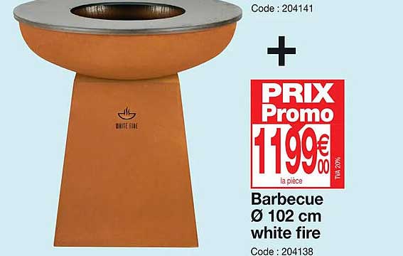 barbecue ø 102 cm white fire