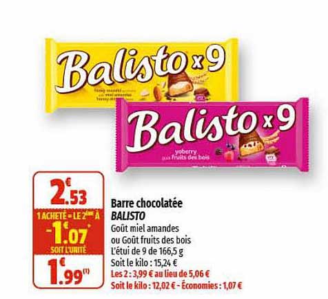 barre chocolatée balisto