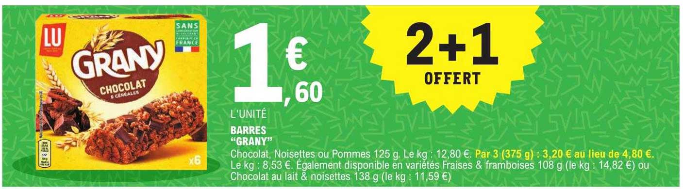 barres "grany" 2+1 offert